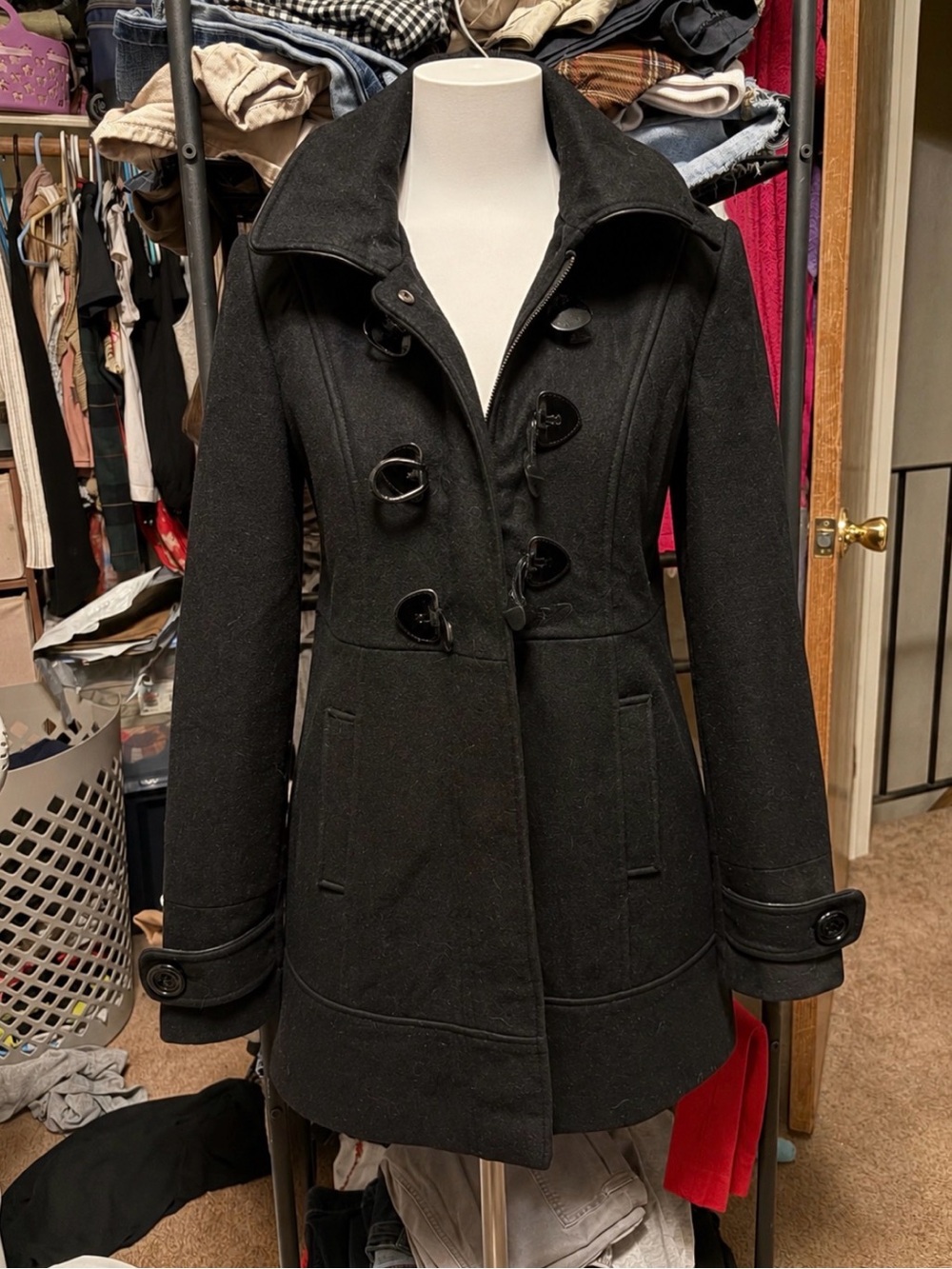 Guess Women's Black Toggle Pea Coat